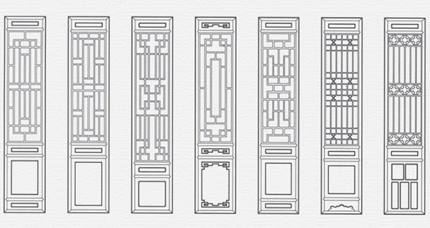 新都常用中式仿古花窗图案隔断设计图